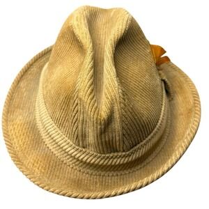 Vintage United‎ Hatters Corduroy Fedora Tan Hat size 7 3/8 retro grandpa core